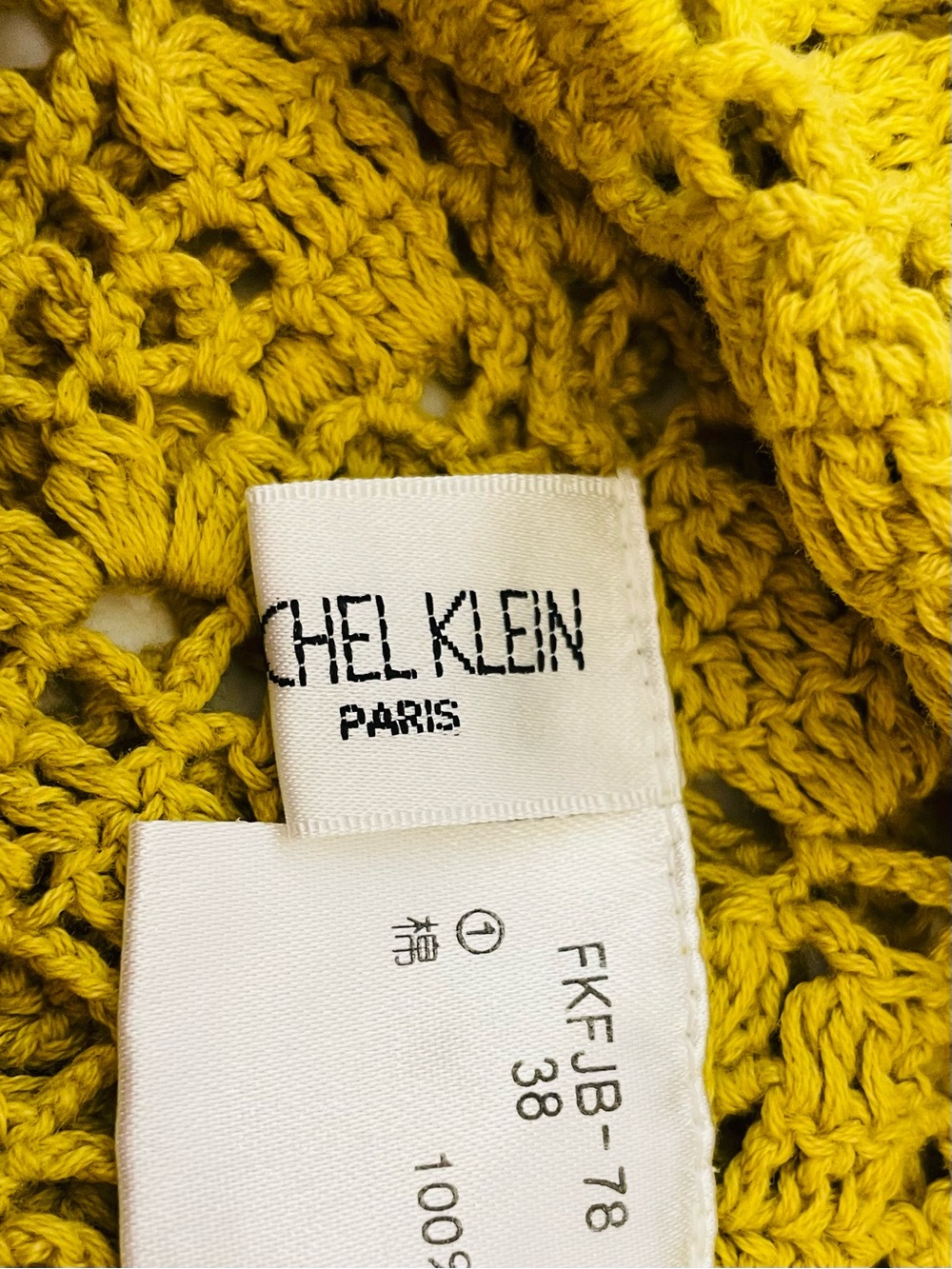 Vintage Michel Klein Paris Y2K Crochet Tie-Front Top - Yellow Size S-M - Picture 10 of 10